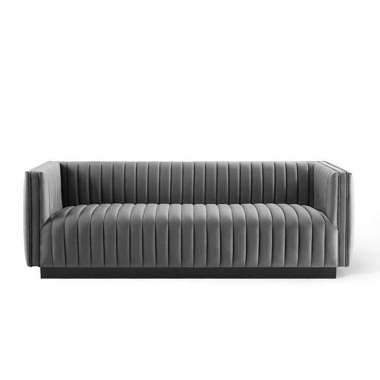 Channel Tufted Velvet Sofa