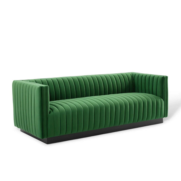 Channel Tufted Velvet Sofa