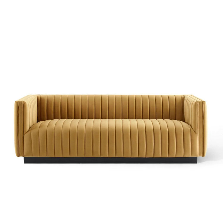 Channel Tufted Velvet Sofa