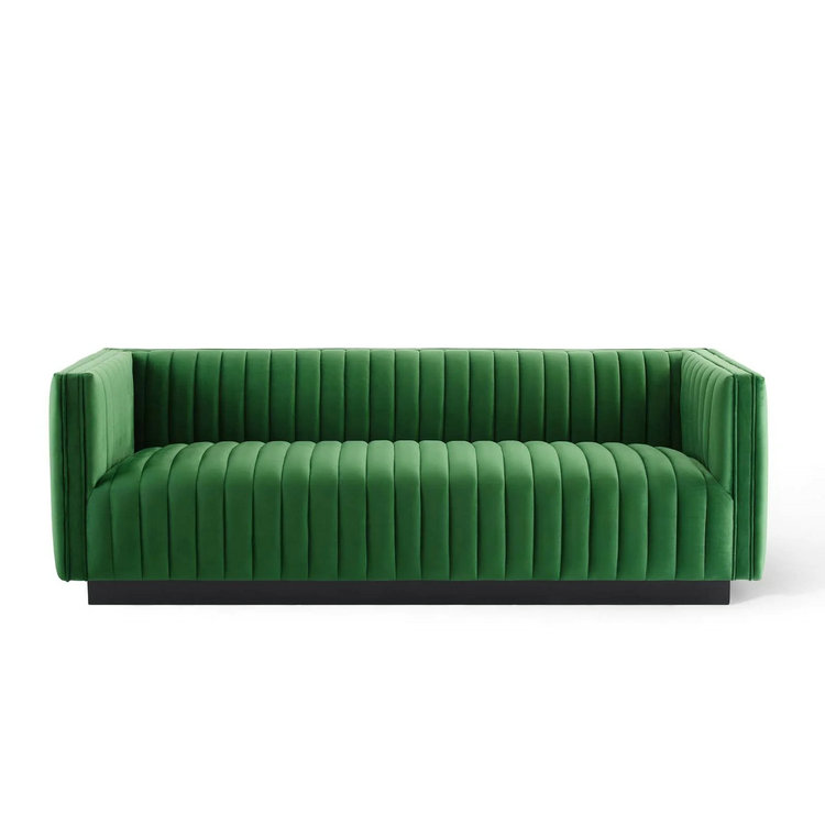 Channel Tufted Velvet Sofa